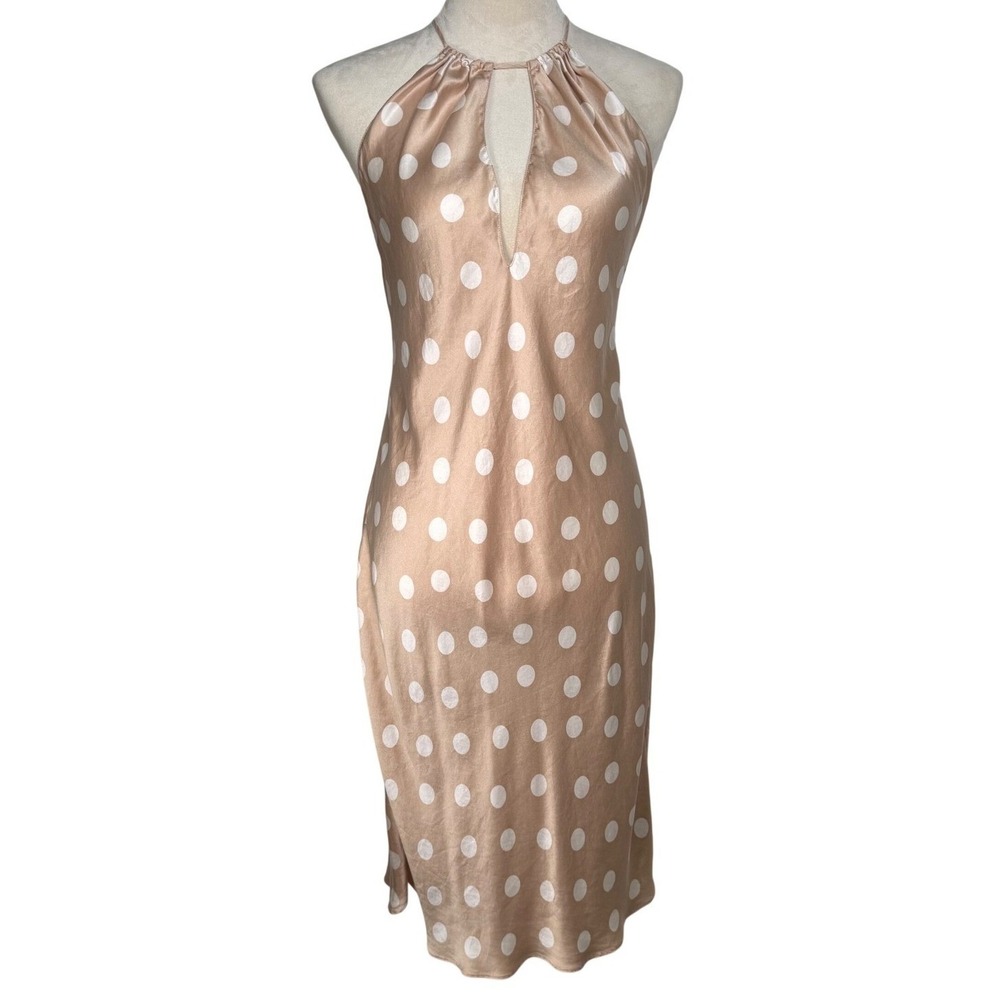 Victoria's Secret VTG Y2K Size L Silk Dot Slip Dress Backless Halter Coquette